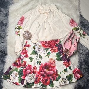 Dolce & Gabbana Floral Skirt 46 Baroque Material Roses Collection